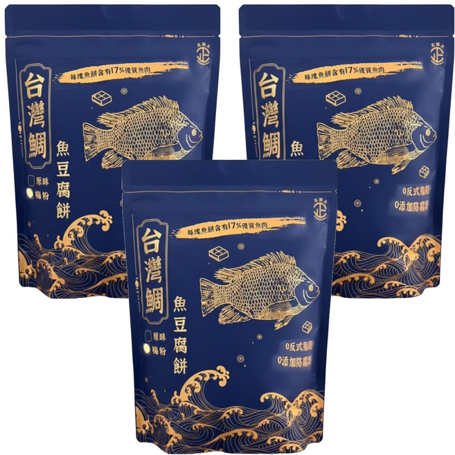 正經人 台灣鯛魚豆腐餅 梅粉口味, 3個, 100g