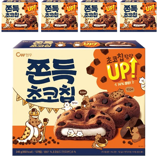 청우식품 쫀득초코칩, 240g, 5개