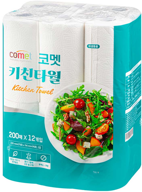 comet 廚房紙巾 200張, 1包, 12捲