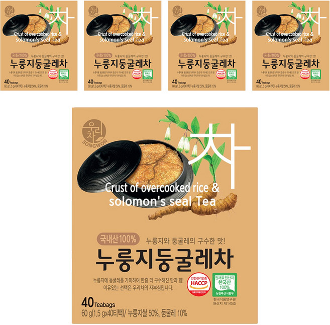 우리차 누룽지 둥굴레차, 1.5g, 40개입, 5개