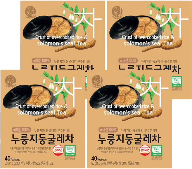 우리차 누룽지 둥굴레차, 1.5g, 40개입, 4개