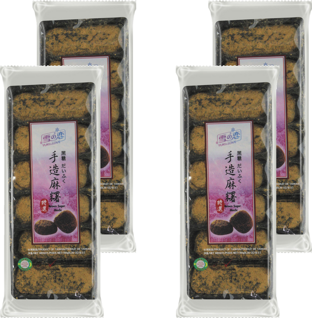 YUKI&LOVE 雪之戀 手造麻糬 黑糖口味, 180g, 4包