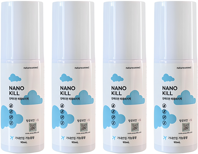 네이처커넥트 여행용 나노킬 해충퇴치제 90ml, 1개입, 4개