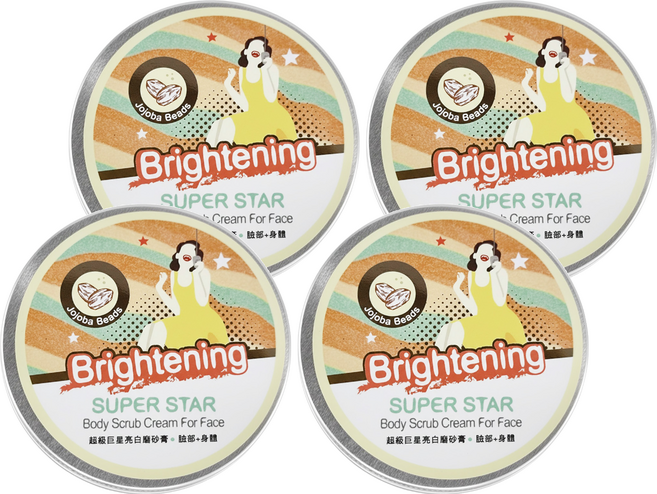 超級巨星亮白磨砂膏(臉部+身體), 200ml, 4罐
