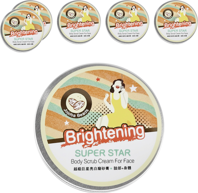 超級巨星亮白磨砂膏(臉部+身體), 200ml, 6罐