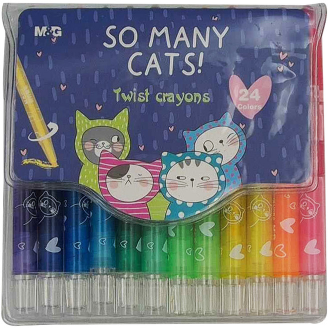 M&G STATIONERY 晨光文具 CAT 短桿伸縮蠟筆, 24色, 1盒