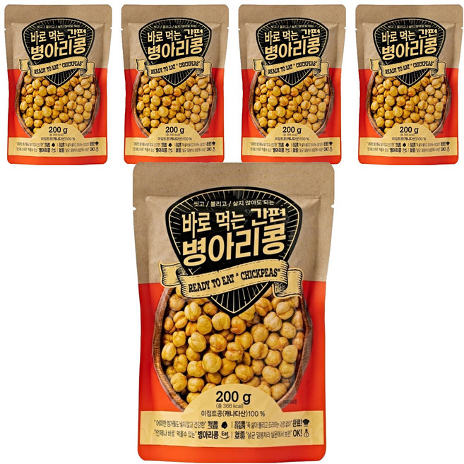 밤뜨래 바로먹는 간편 병아리콩, 5개, 200g