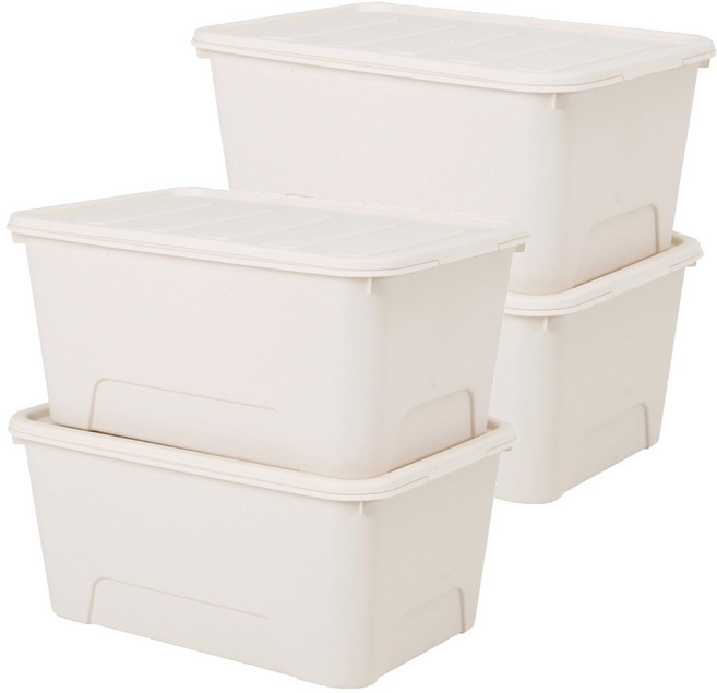 가쯔 마카롱 리빙박스, 아이보리, 56L, 4개