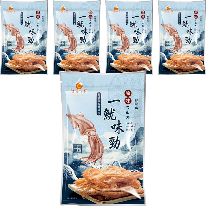 Chiao-E 巧益 一魷味勁 手撕魷魚, 80g, 5包