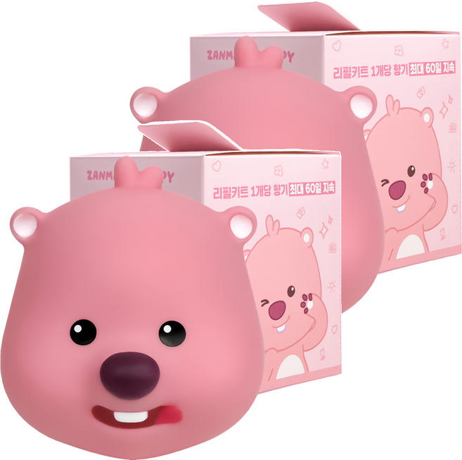 벨르아망 잔망루피 빅페이스 리필형 차량용 방향제 군침루피, 2개, 라벤더