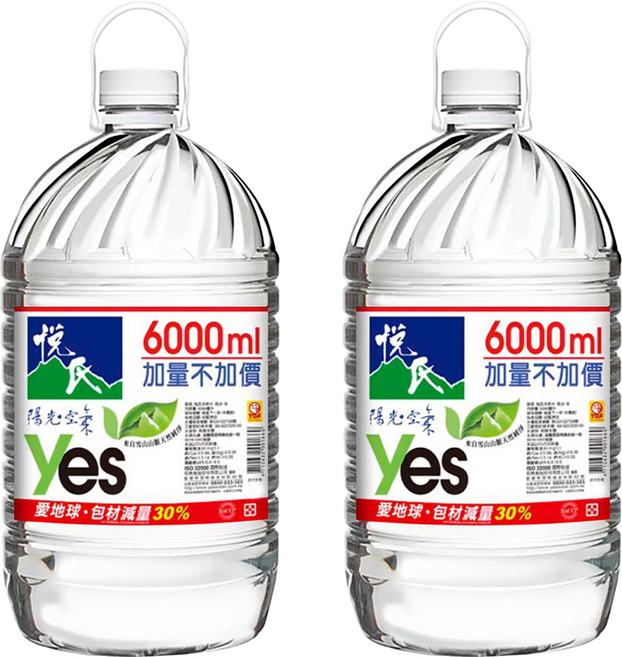 悅氏 天然水, 6000ml, 2桶