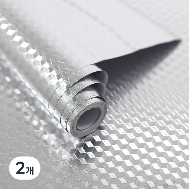 탐사 도톰한 기름때방지 알루미늄 주방 시트지, 2개