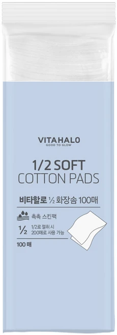 비타할로 1/2 폭신 화장솜, 100매입, 1개 - 쿠팡
