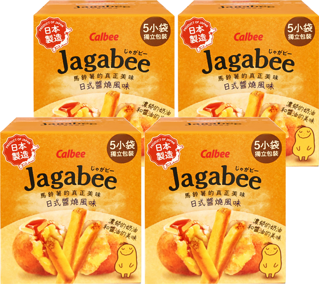 Calbee 卡樂比 Jagabee 日本加卡比薯條 日式醬燒風味 5包, 75g, 4盒