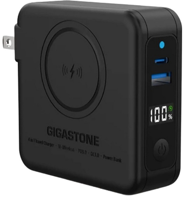 GIGASTONE 立達 Qi磁吸旅充行動電源 10000mAh, QP-1020MB, 黑色