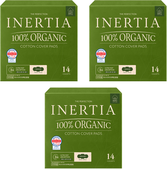 이너시아 더 퍼펙션 유기농 생리대 날개형, 중형, 42개입, 1개