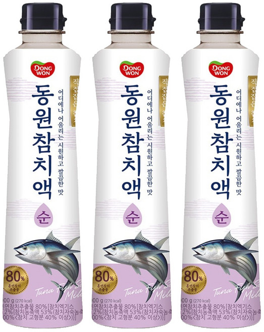 동원 참치액 순, 900g, 3개