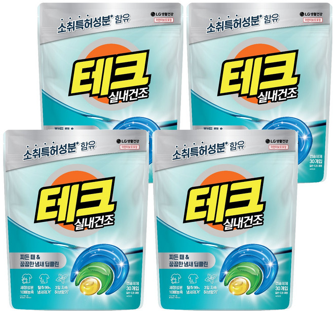 테크 실내건조 캡슐세제, 30개입, 4개