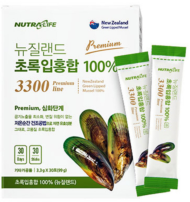 뉴트라라이프 뉴질랜드 초록홍합 프리미엄 3300 100%환, 99g, 1개