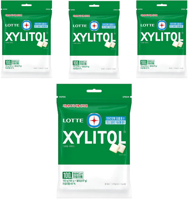 롯데자일리톨 오리지날 껌 리필, 4개, 183g