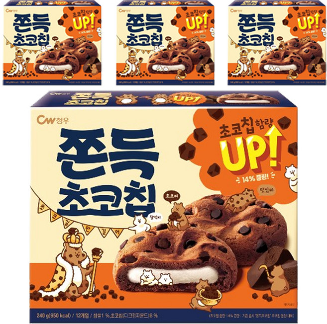 청우식품 쫀득초코칩, 240g, 4개