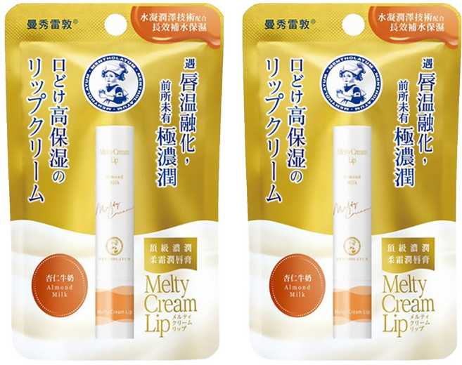 MENTHOLATUM 曼秀雷敦 台灣公司貨 頂級濃潤柔霜潤唇膏, 杏仁牛奶, 3.3g, 2支