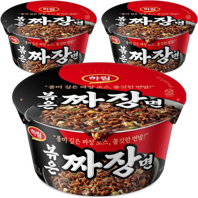 하림 볶은짜장면 컵 107g, 3개