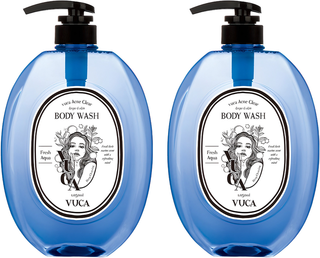 뷰카 아크네 클리어 여드름 완화 바디워시 프레시 아쿠아향, 1.05L, 2개