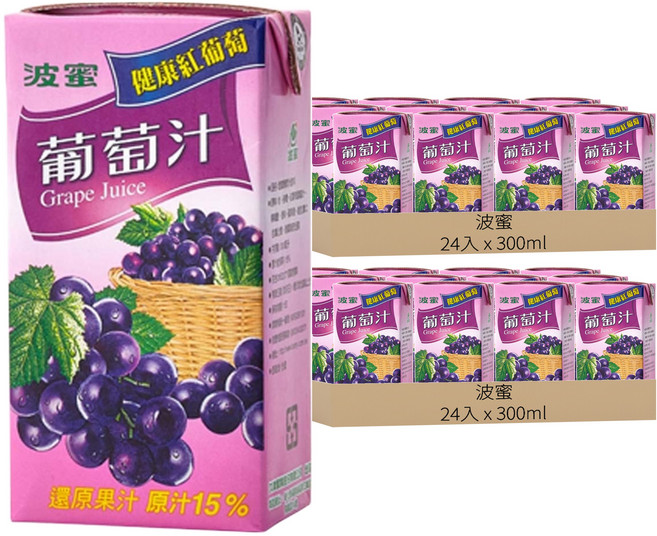 波蜜 葡萄汁, 300ml, 48入
