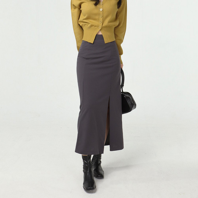 코튼클로젯 여성용 포멀 슬릿 H라인 스판 롱스커트