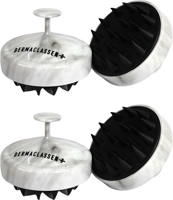 더마클라센 두피 마사지 브러쉬, 화이트 마블, 2개