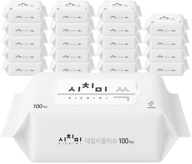 시치미 데일리 물티슈 리필형, 50g, 100매, 20개