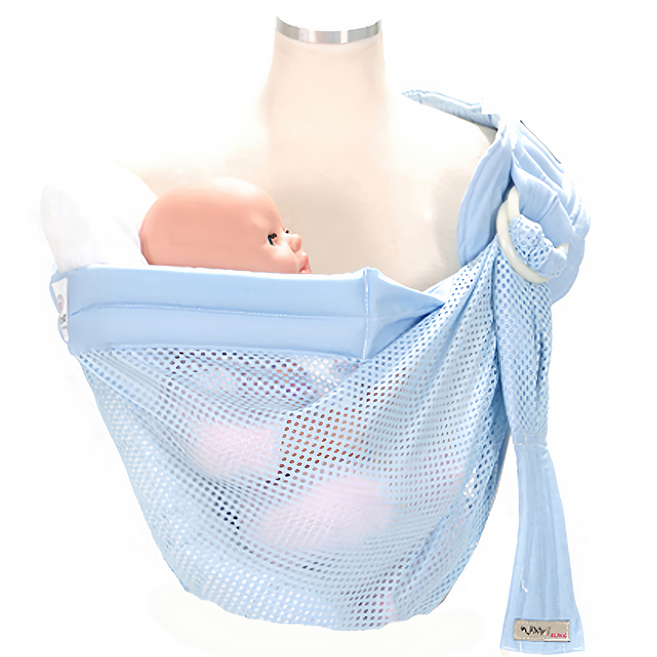 Woori sling 涼感安全揹帶 附多功能靠墊, 淺藍色