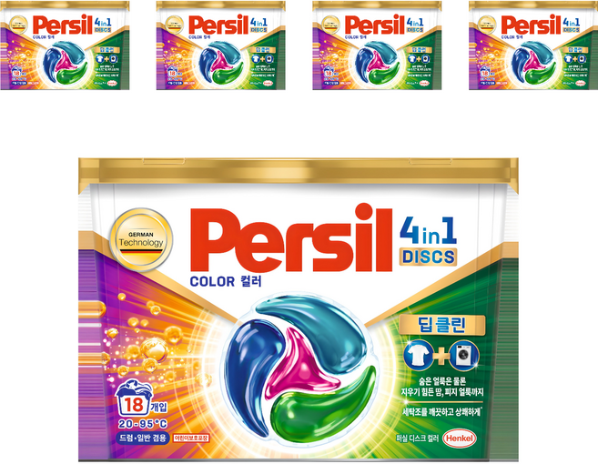 퍼실 디스크 컬러 세탁세제, 18개입, 5개