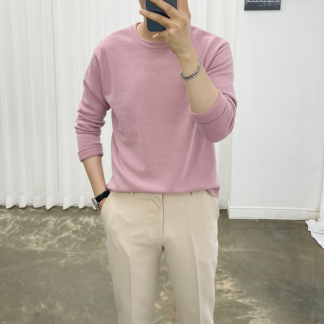 아도르클래식 남성용 MZ포그니부드러운터치라운드긴팔니트