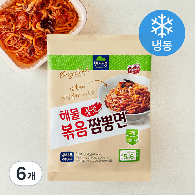 면사랑 볶음짬뽕면 1인분 (냉동), 368g, 6개