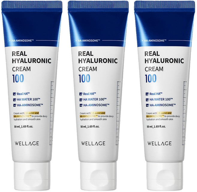 웰라쥬 리얼 히알루로닉 100 크림, 50ml, 3개