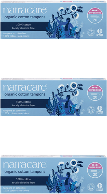 나트라케어 순면 흡수체 탐폰 논 어플리케이터, 수퍼플러스, 20개입, 3개