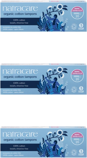 나트라케어 순면 흡수체 탐폰 논 어플리케이터, 20개입, 3개, 슈퍼 플러스 - 쿠팡