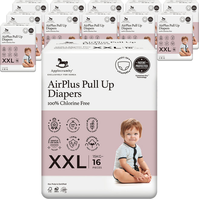 Applecrumby 經典褲型紙尿褲 男女通用, 特大號(2XL), 192張