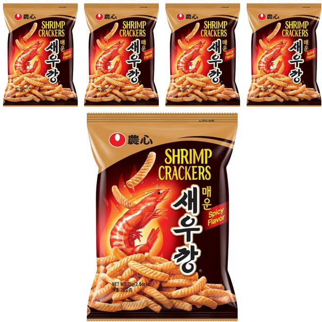 NONGSHIM 農心 蝦味條 辣味, 75g, 5包