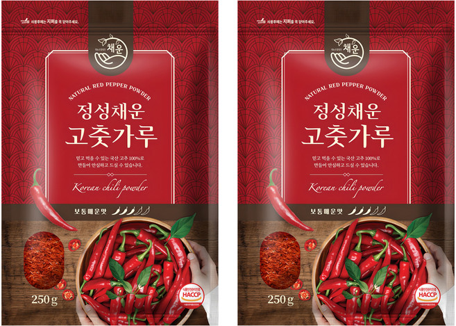 채운 정성채운 국산 고춧가루 보통매운맛, 250g, 2개