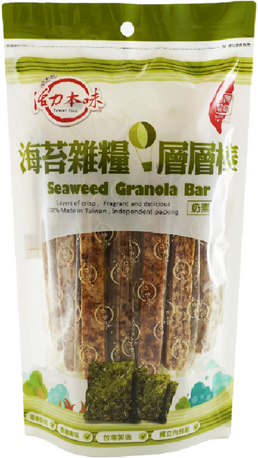 屹兆莊 活力本味 海苔雜糧層層棒, 180g, 1袋