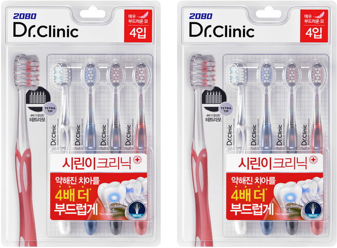 2080 닥터 크리닉 미세모 시린이 칫솔 4p 세트, 4개입, 2개