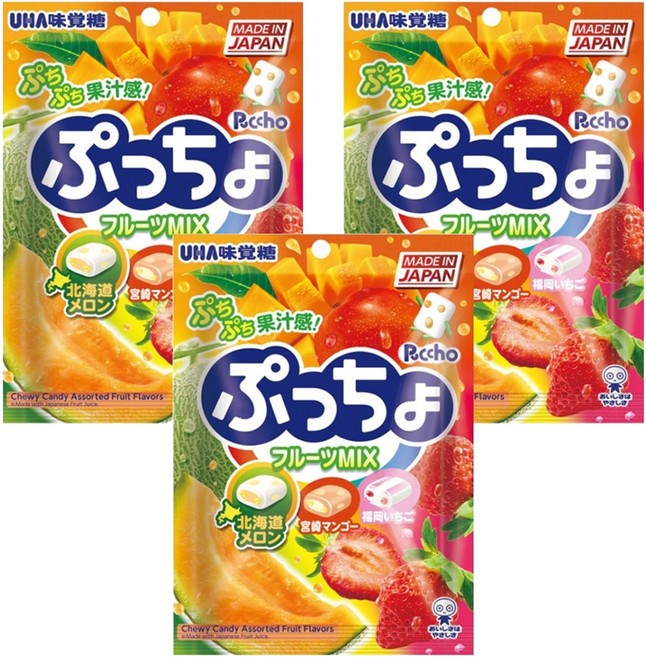 UHA 味覺糖 普超軟糖 水果味, 90g, 3袋