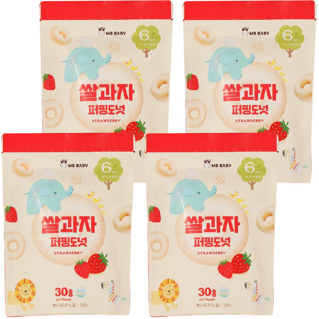 萌寶寶 米泡芙 6個月以上 草莓風味 白米92.5%, 草莓, 30g, 4包