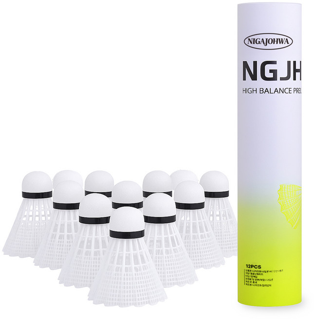 니가조화 나일론 배드민턴 셔틀콕 NGJH-1000, 화이트, 12개입, 1개