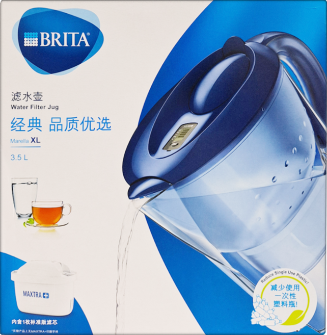 BRITA 濾水壺 附濾心 Marella XL-BPWU 藍色, 1個