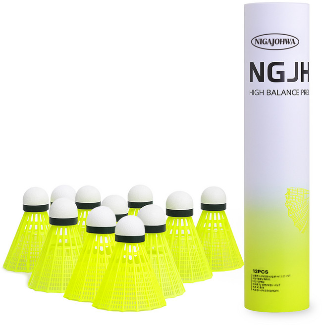 니가조화 나일론 배드민턴 셔틀콕 NGJH-1000, 형광, 12개입, 1개