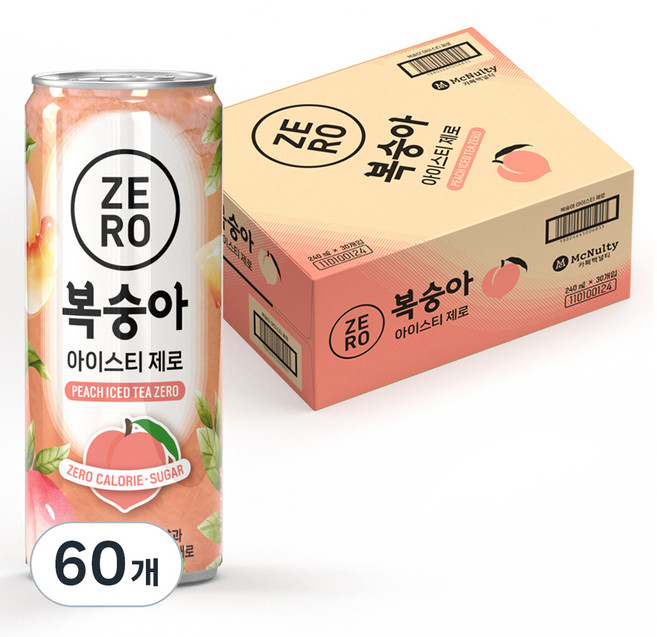 맥널티커피 복숭아 아이스티 제로 RTD, 240ml, 60개